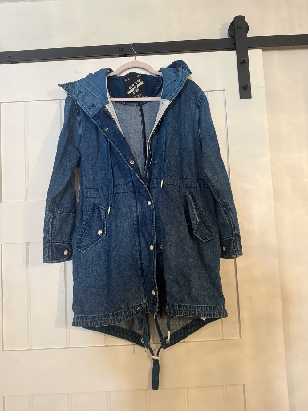 Scotch & Soda Indigo Denim Parka Jacket with Hood